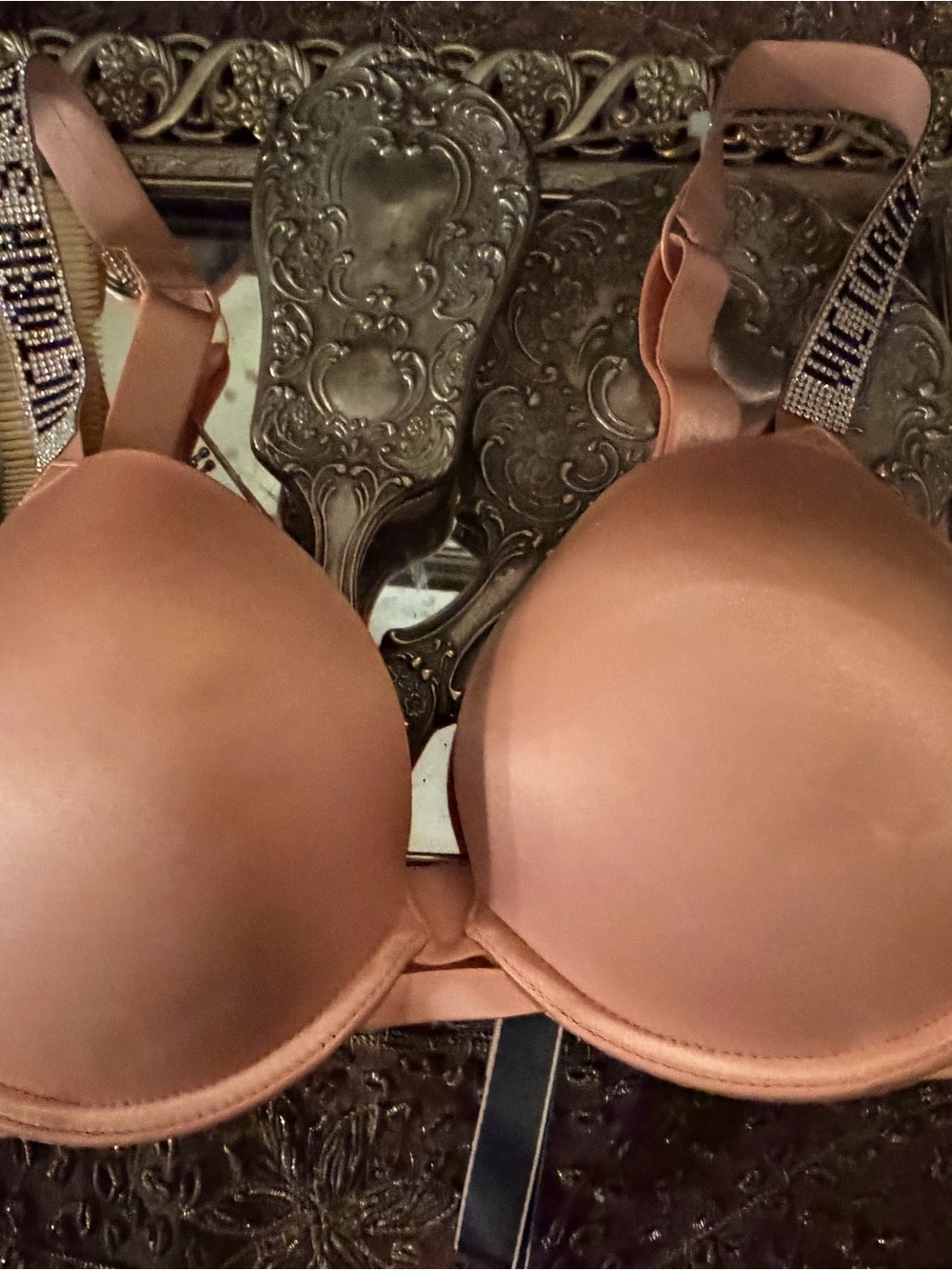 Victoria's Secret Smooth Padded Bra in Rose Tan with Embellished Straps